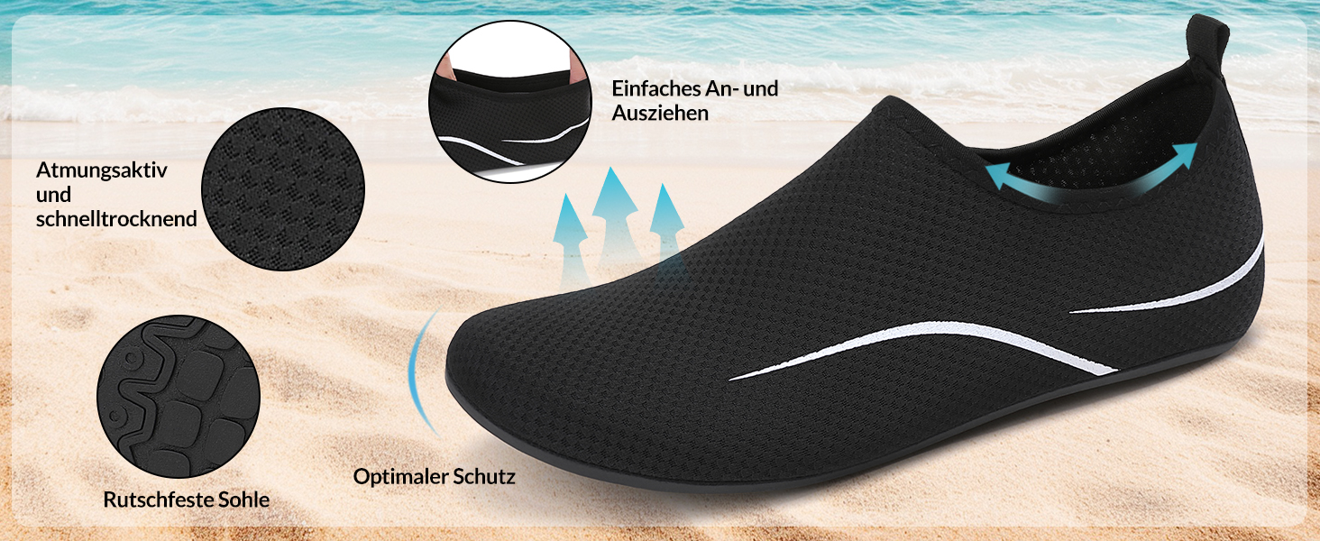 Шкарпетки для плавання та водних видів спорту для жінок та чоловіків. Швидковисихаючі шкарпетки для пляжу, басейну, йоги, серфінгу. Розміри 35-47 EU, блакитні.