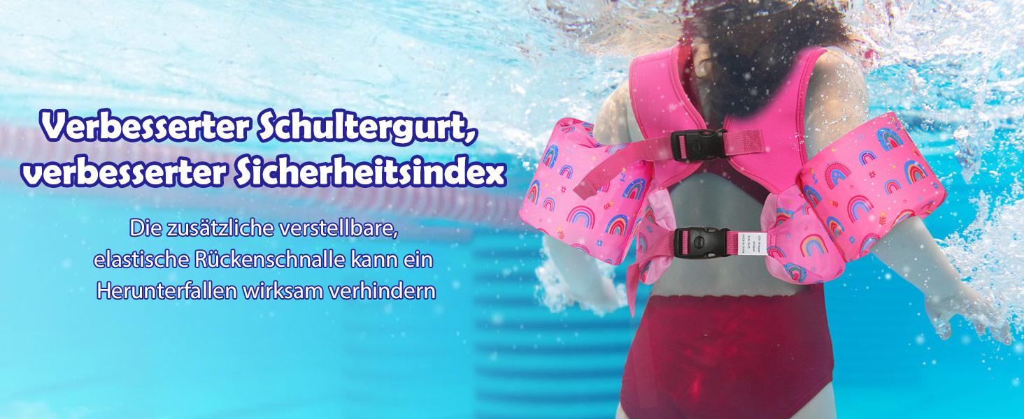 Надувні рукавики для плавання MoKo для дітей, рожево-райдужні, з ремінцем, для хлопчиків та дівчаток, 9-23 кг