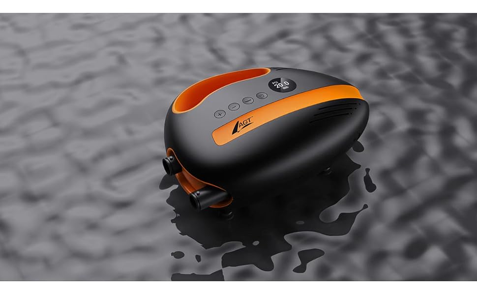 Акумуляторний насос для SUP-дошок AGT SUP: потужний компресор, 350 л/хв, 3 x 4000 mAh, USB, 12V