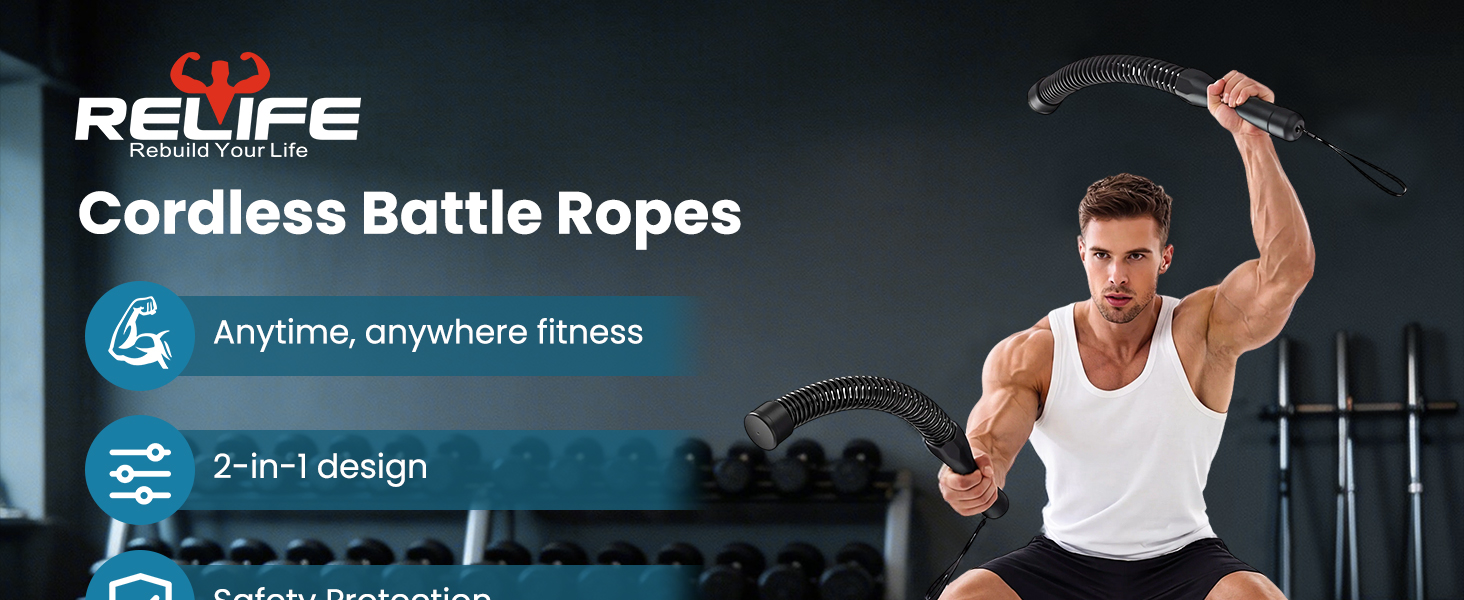 Скакалка Relife 2-в-1 для фітнесу: бездротова та з мотузкою для дому, схуднення, зміцнення тіла