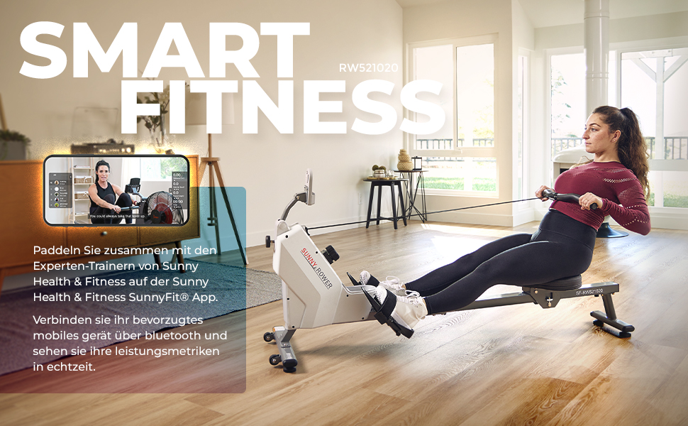 Магнітний тренажер для дому Sunny Health & Fitness SF-RW521020: компактний, складаний, тихий, з підключенням до SunnyFit App