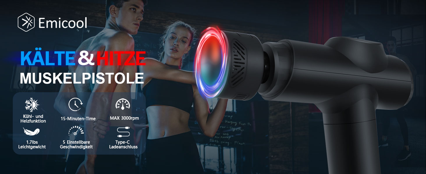 Електрична масажна пістолета з підігрівом та охолодженням для глибокого масажу м'язів