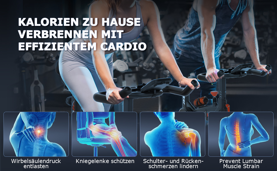 Велотренажер WENOKER з додатком, тихий, комфортний з LCD-дисплеєм, тримачем для планшета, до 140 кг, блакитний