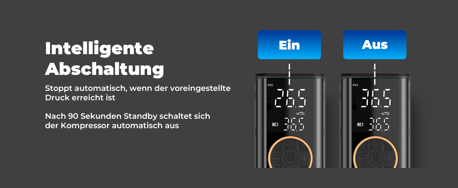 Електричний компресор Oasser з акумулятором 6000mAh, 150 PSI, з двома дисплеями, для авто, мото, велосипеда, м'ячів, подорожей та кемпінгу