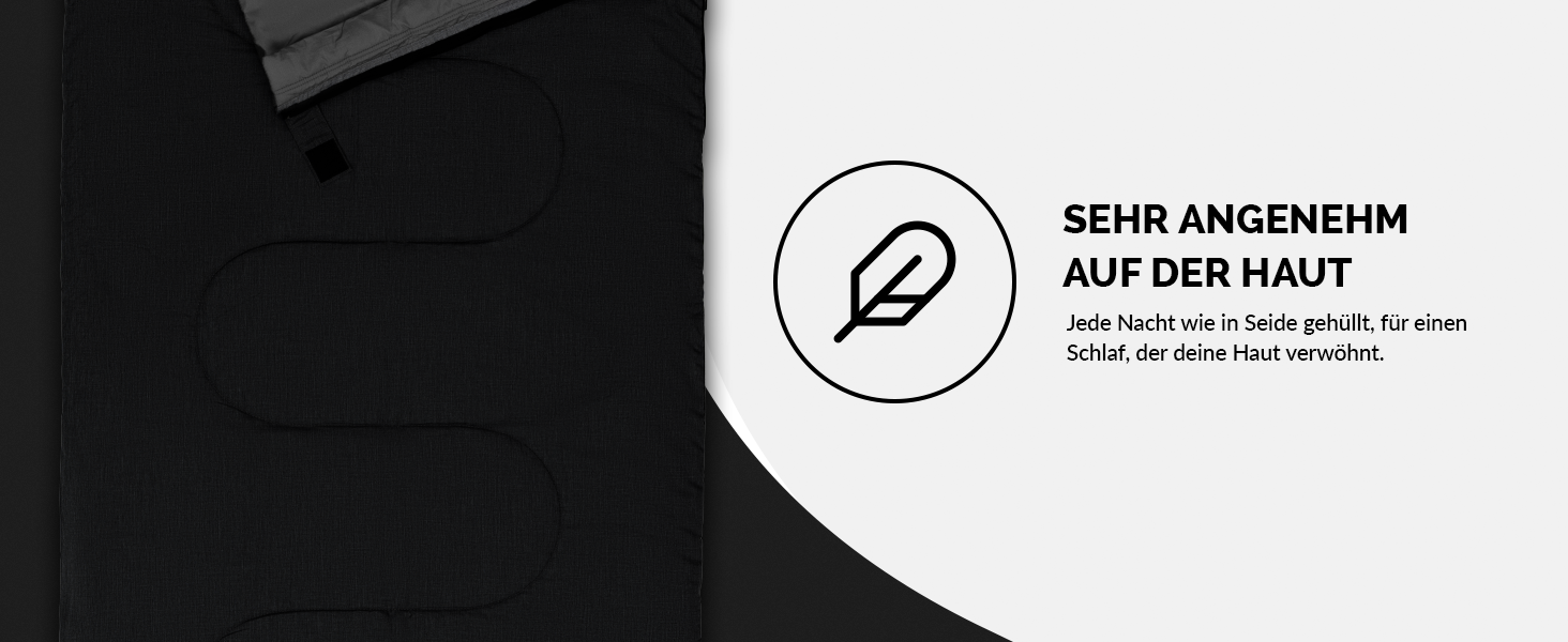 Спальний мішок туристичний, 100% бавовна, до -3°C з подушкою. Підходить для жінок та чоловіків. Розмір 75x190 см, 3-4 сезони, теплий, чорний.