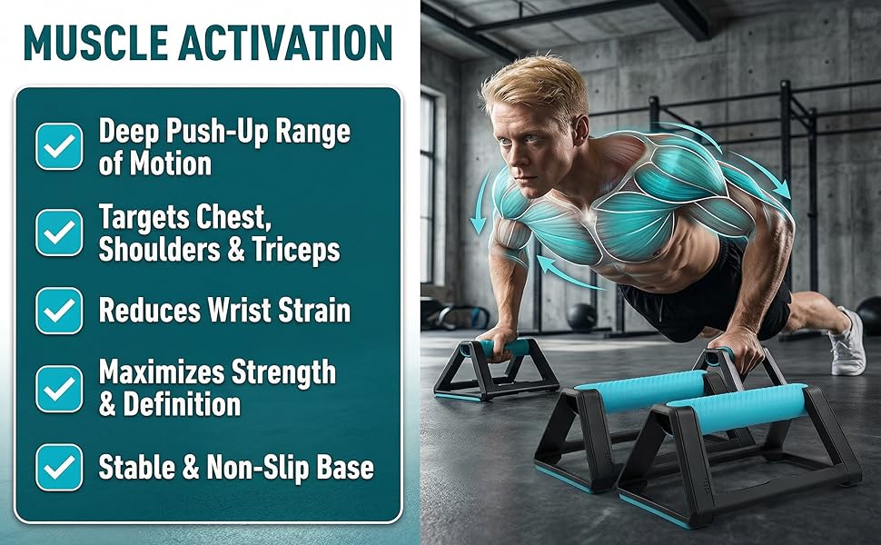 Набір для віджимань 2 шт. з нековзкими ручками, база з силікону, 110 кг, для віджимань, станова, калістеніка