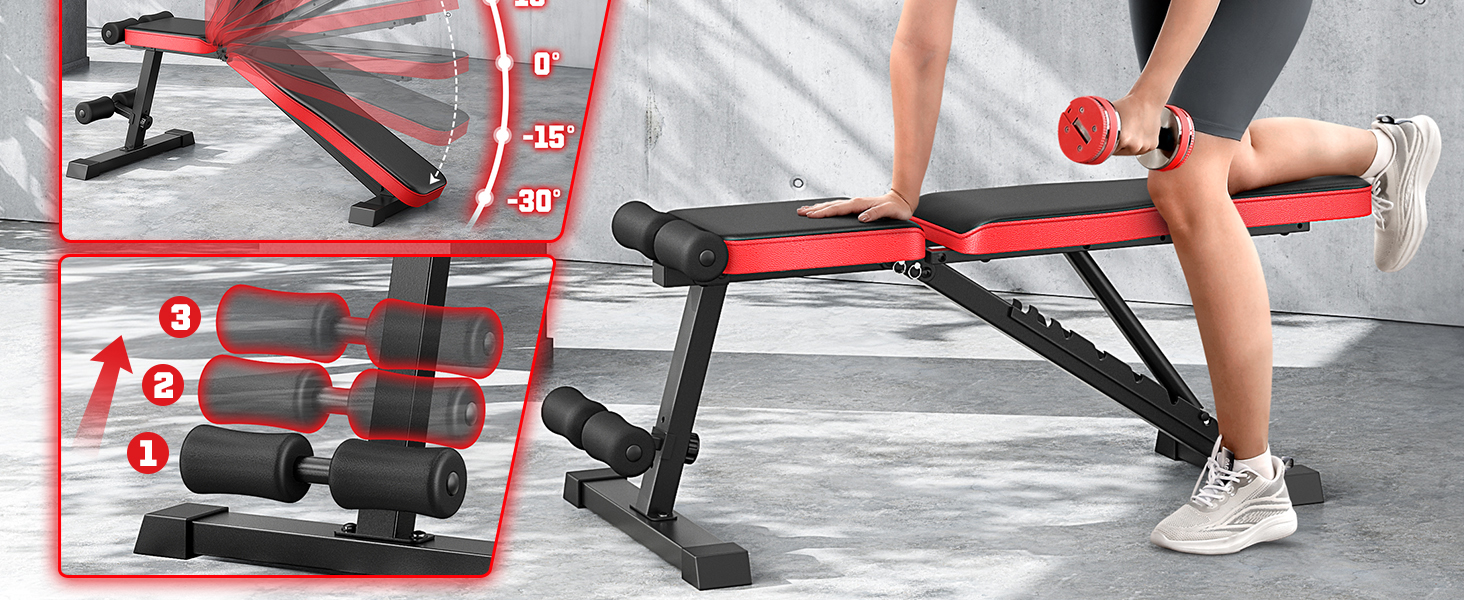 Регульована складана лава для тренувань з 9-рівневим налаштуванням спинки, чорна. Максимальне навантаження: 300 кг