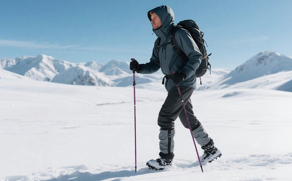 Чоловічі та жіночі палки для скандинавської ходьби, 2 шт. Телескопічні палки для трекінгу з алюмінію з гумовими амортизаторами, фіолетовий колір