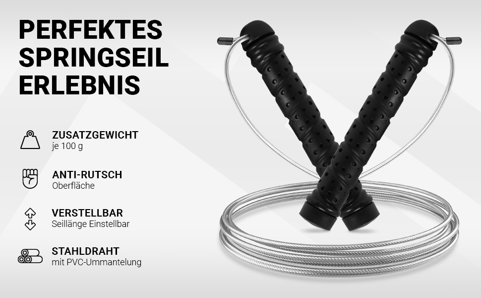 Скакалка зі сталі Professional Studio Quality з виносними вагами