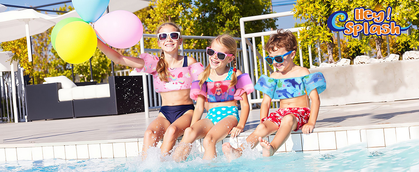 HeySplash Дитячі надувні рукавики для плавання, жилет для дітей 9-22 кг, рожевий кит. Безпечні рукавики та жилет для навчання плаванню.