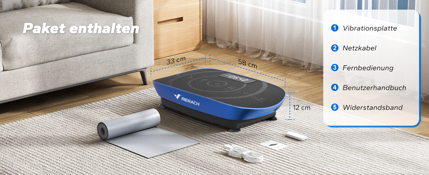 Вібраційна платформа MERACH для тренувань всього тіла, підтримка Bluetooth, синій