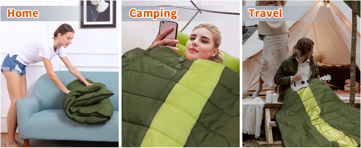 Сплячий мішок Outdoor для дорослих, машинного прання, зимовий, водонепроникний, 3-4 сезони, з компресійним мішком, для кемпінгу, піших прогулянок, подорожей, 0°C-Комфорт, Чорний (10°C-Комфорт Оливковий, 220x85CM-L)