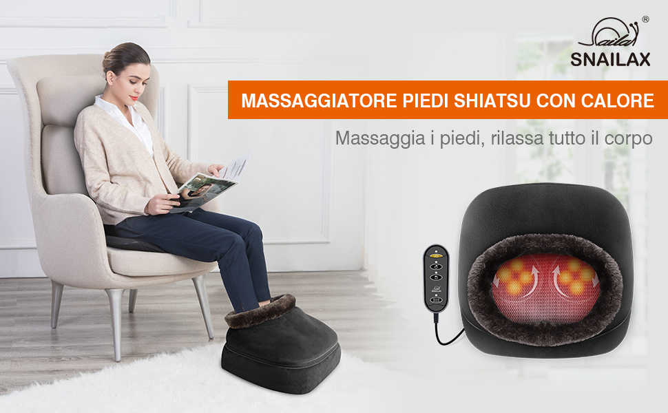 Масажер для ніг Snailax Shiatsu 2-в-1 з теплом, електричний