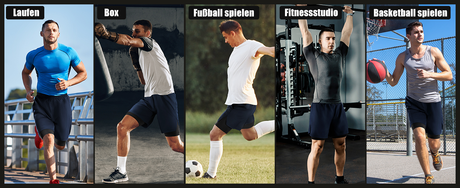 Шорти чоловічі Niksa 2er Pack 2-в-1, спортивні, швидковисихаючі, дихаючі, з кишенею для телефону (XXL, темно-синій)