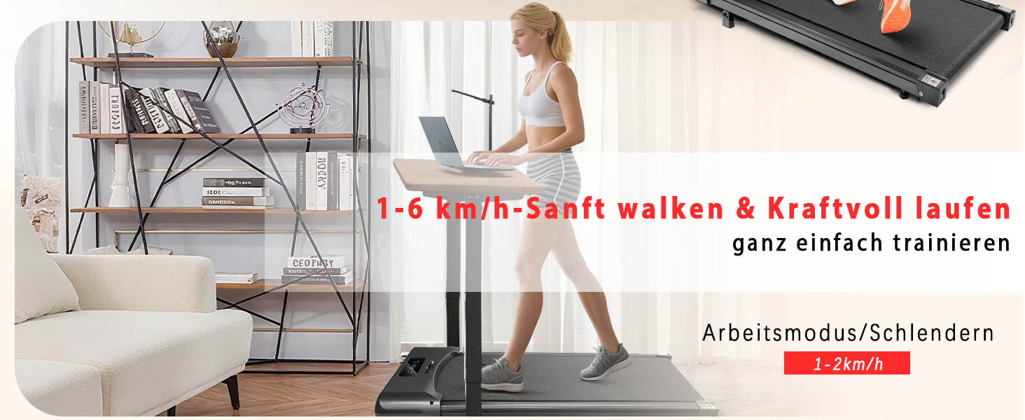WalkingPad Klappване біговий тренажер для дому – 1-6 км/год, регулювання нахилу 0-6%, 2.0PS, LED-дисплей, без підлокітників