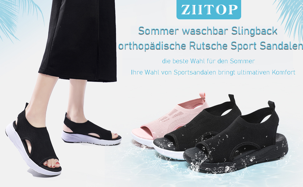 Жіночі літні сандалії Ziitop – зручні ортопедичні сандалії на платформі, водонепроникні, блакитні (40 EU)