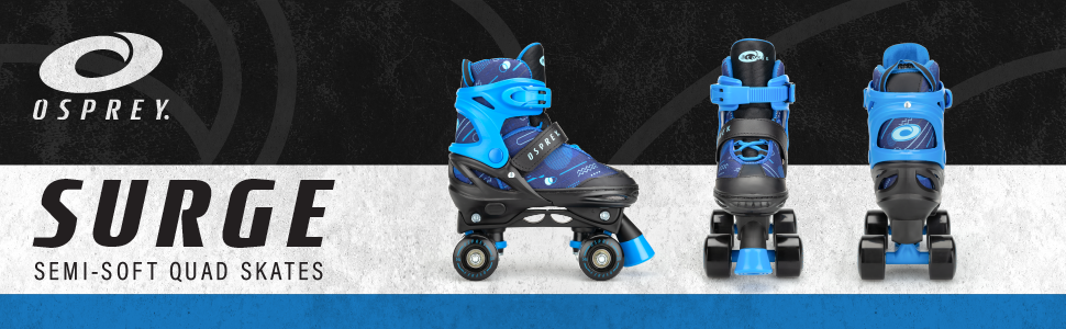 Дитячі ролики Osprey Surge, регульовані ролики Quad, для хлопчиків та дівчаток від 5 років, блакитні, розміри S (UK 12-2, EU 31-34)
