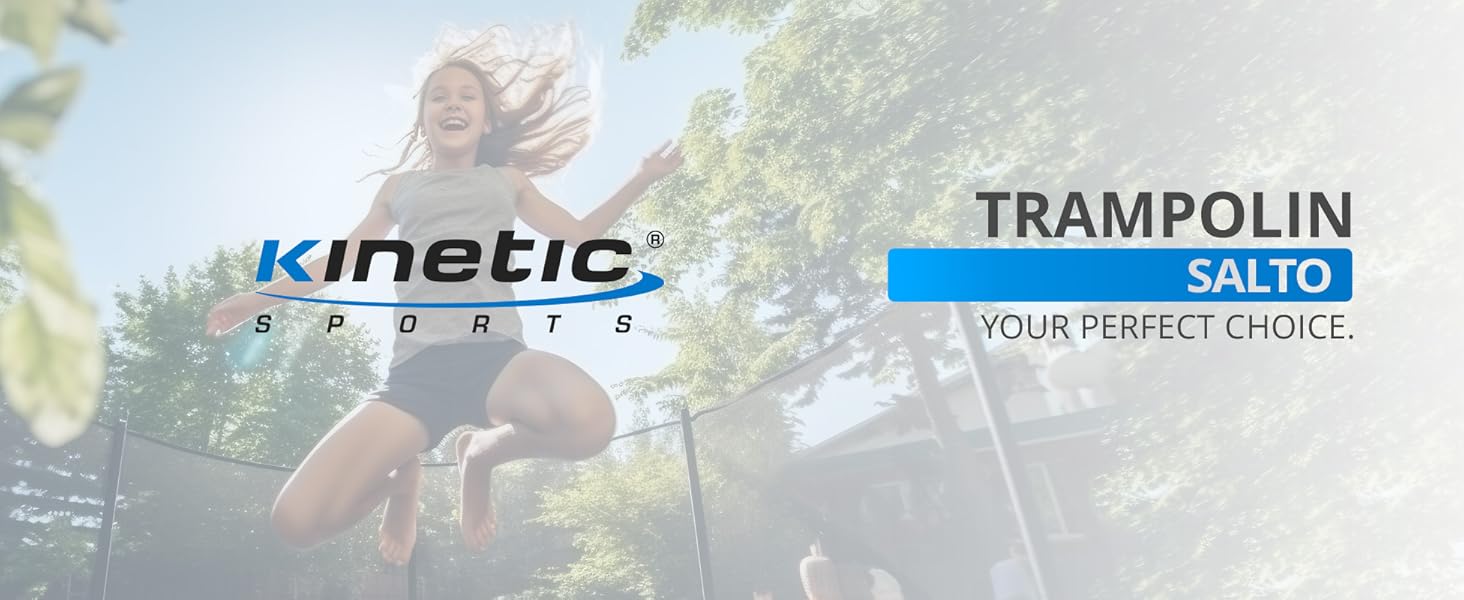 Трамплін KINETIC SPORTS для саду: Ø 183-490 см, з драбиною, сіткою, м'якими захисними елементами, пружним полотном, до 160 кг