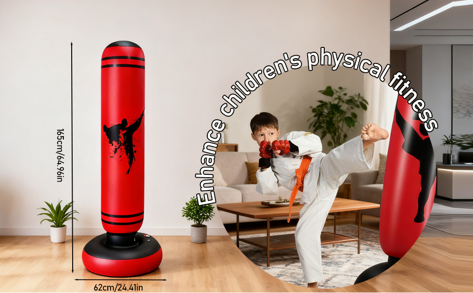 Дитячий боксерський мішок для ударів, 168 см, надувний, для карате, кікбоксингу, Taekwondo, MMA, подарунок для хлопчиків та дівчаток