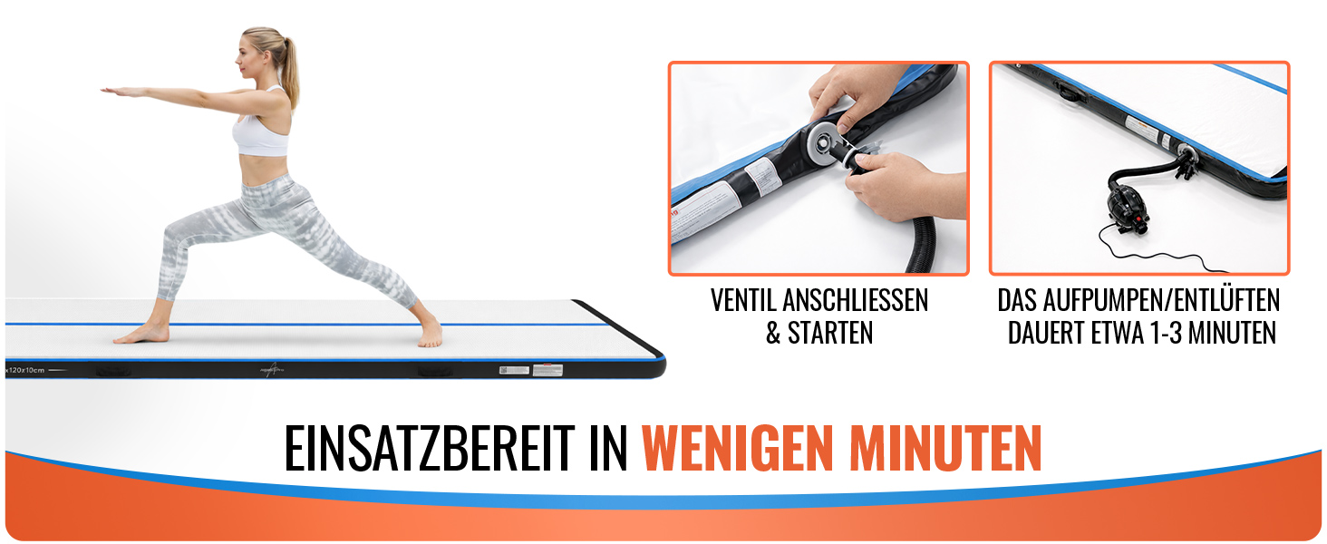 Airtrack мат для гімнастики надувний 3/4/5м, 120см, 10/20см, з електронасосом, ремонтним набором та сумкою 400x120x20см