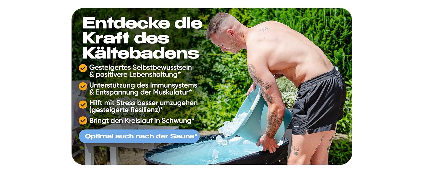 Тонна для криотерапії Eisbad, мобільна ванна для дорослих 120 см, комплект KOMFORT, чорний WeatherPro Bundle