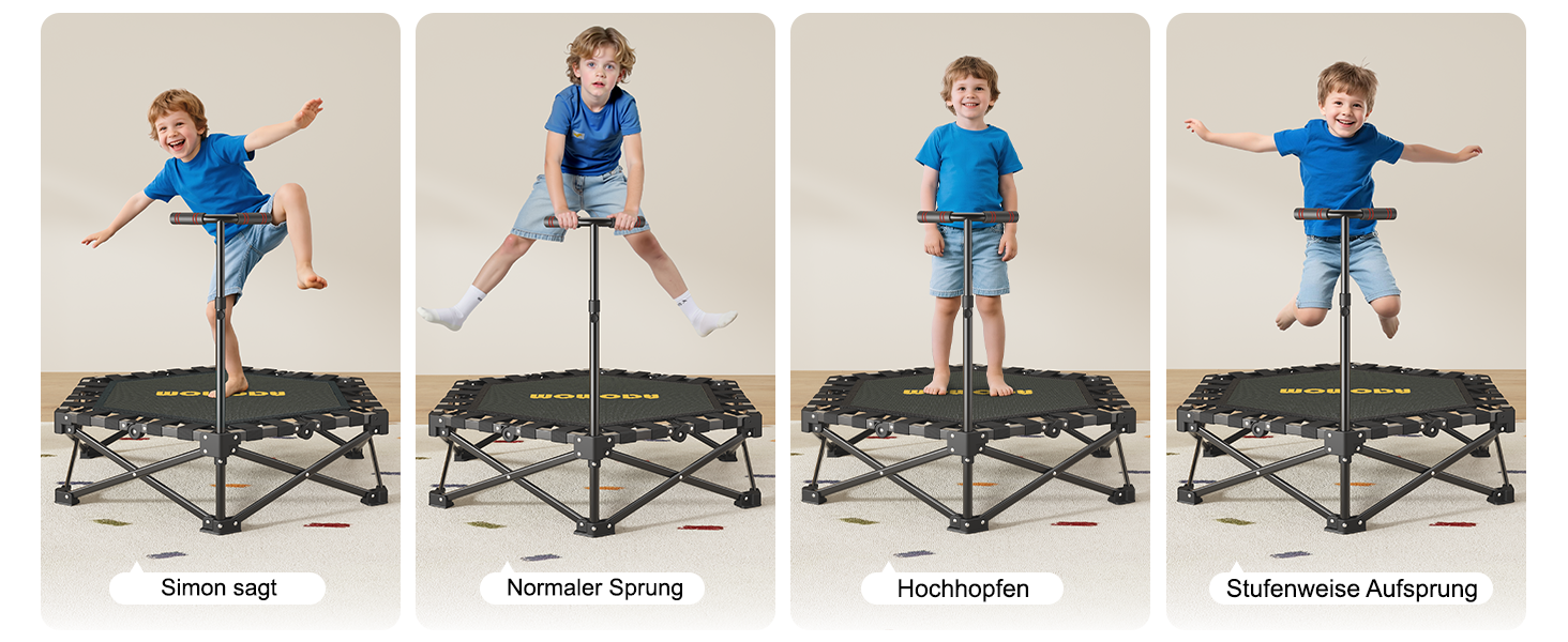 Трамплін для фітнесу MOMODA складний, діаметр 106 см, чорний. Зручний для занять вдома, підходить для дітей та дорослих.