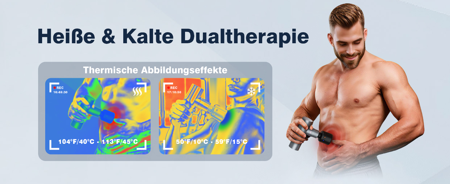 Масажер для м'язів Cotsoco з підігрівом та охолодженням, перкусійна масажна пістолета, глибоке розслаблення м'язів, портативний, сірий