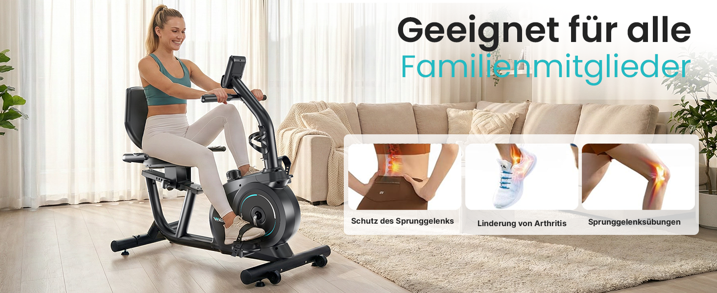 Ергометр Wenoker для дому з магнітною гальмом, датчиками пульсу та LCD-дисплеєм, 16 рівнів опору, до 160 кг, спинна опора, для літніх людей