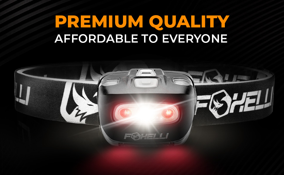 Foxelli LED налобний ліхтар – для дорослих та дітей, біг, кемпінг, піші прогулянки, налобний ліхтар з білим та червоним світлом, легка водонепроникна кофта, зручний наголовник, 3 AAA-батарейки в комплекті (2 шт), чорний