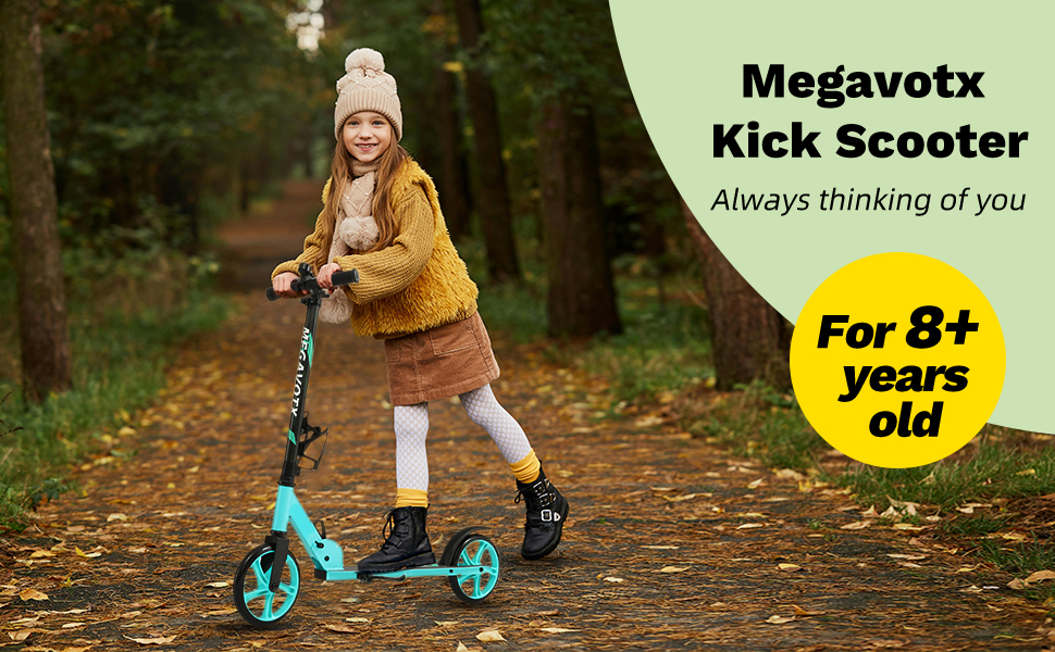 Складаний дитячий ролер з колесами 20 см – скутер для дітей від 8 років та дорослих, регульоване кермо, до 100 кг, зелений