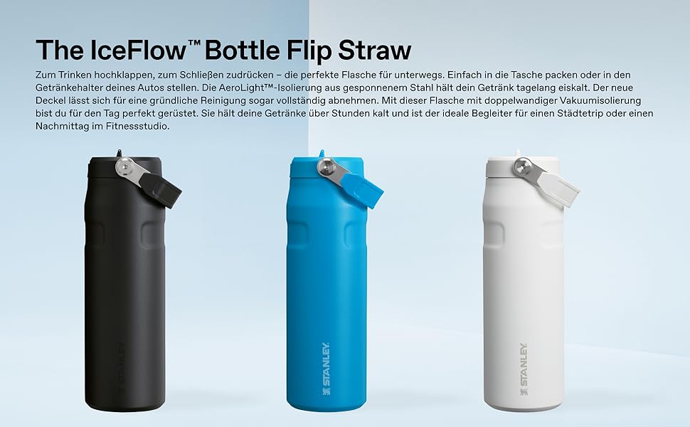 Термопляшка STANLEY 1913 IceFlow Bottle Twist Flip 0.47L, Peach Rose — вакуумна пляшка для напоїв