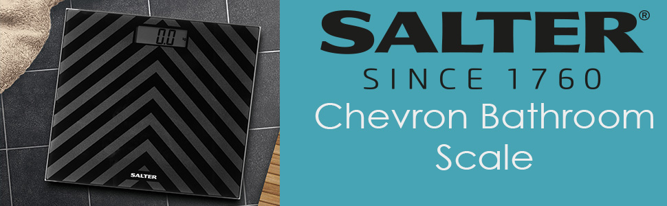 Цифрова ваги для ванної Salter SA00287, скло, 180 кг, чорний Chevron, LCD-дисплей, батарейки, миттєве вимірювання