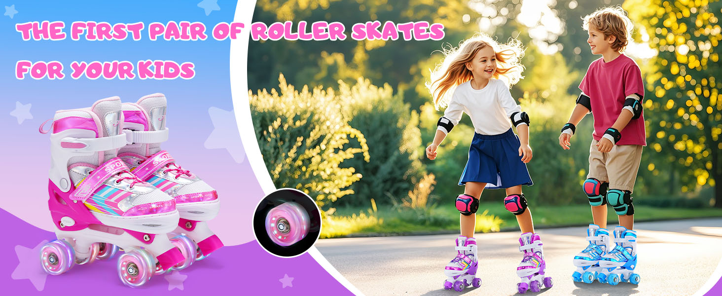 Дитячі ролики Kinder Rollschuhe для дівчаток та хлопчиків, регульовані, 8 світлодіодних коліщат, квадро ролики, для малюків, початківців, для використання в приміщенні та на вулиці, рожеві (EU28-32)