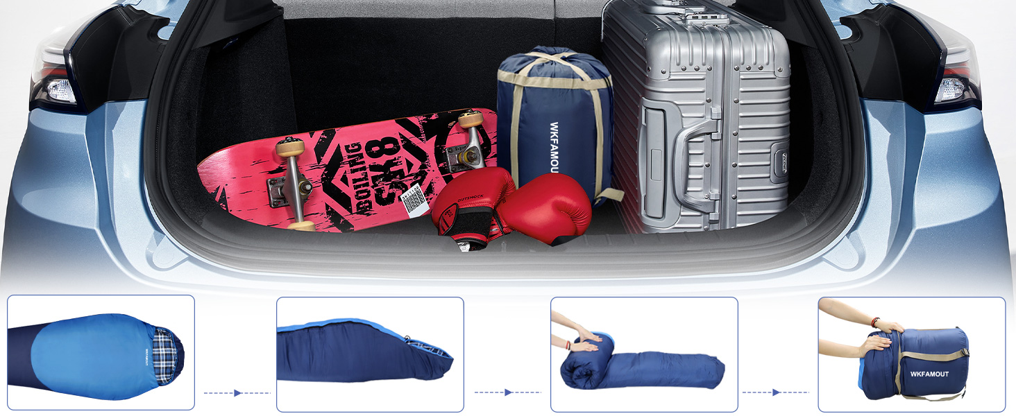 Спальний мішок WKFAMOUT Mumienschlafsack Outdoor -12°C-0°C [500GSM] з фланелі для кемпінгу та подорожей. Підходить для дорослих та дітей. Зручний, теплий, машинне прання.