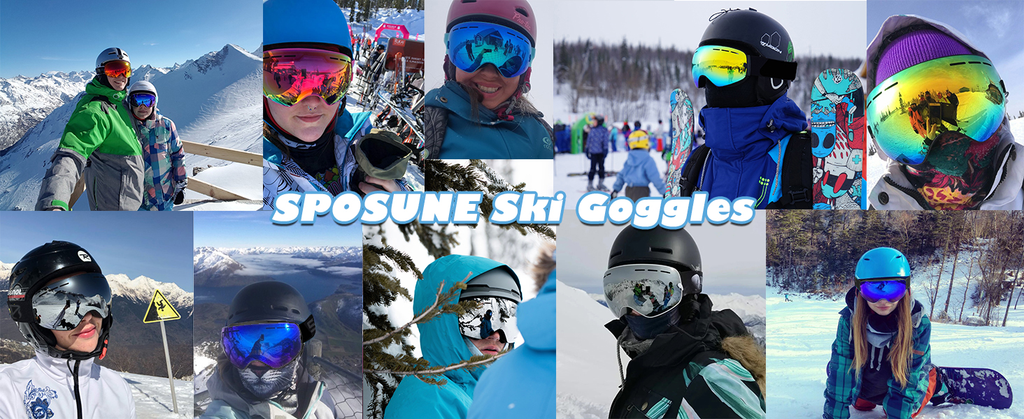 Лижна маска SPOSUNE для дорослих (чоловіча та жіноча), антифог, сіра