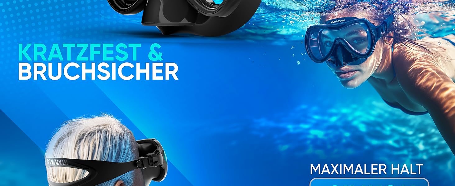 Комплект для снорклінгу Kaimana AquaVision Elite для дорослих з сумкою: маска та трубка