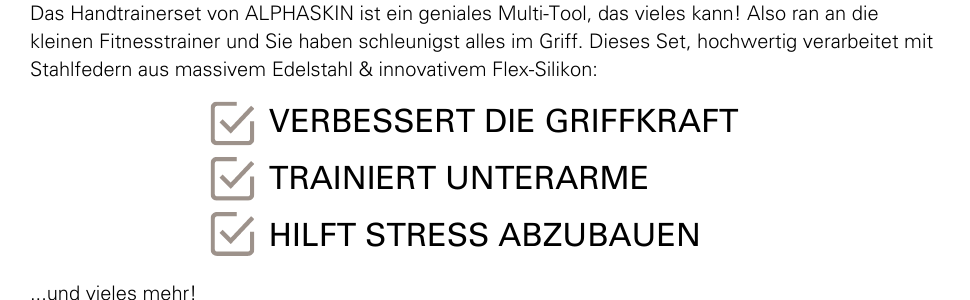 ALPHASKIN Premium Handtrainer: Тренажер для рук та пальців | Набір 2 та 5 шт. | Підвищена сила хвата | Тренування зап'ястя та пальців