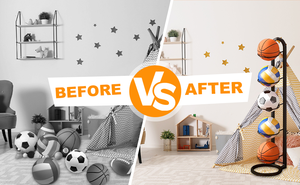 Стійка для зберігання м'ячів 5-ти ярусна, органайзер для баскетболу та футболу