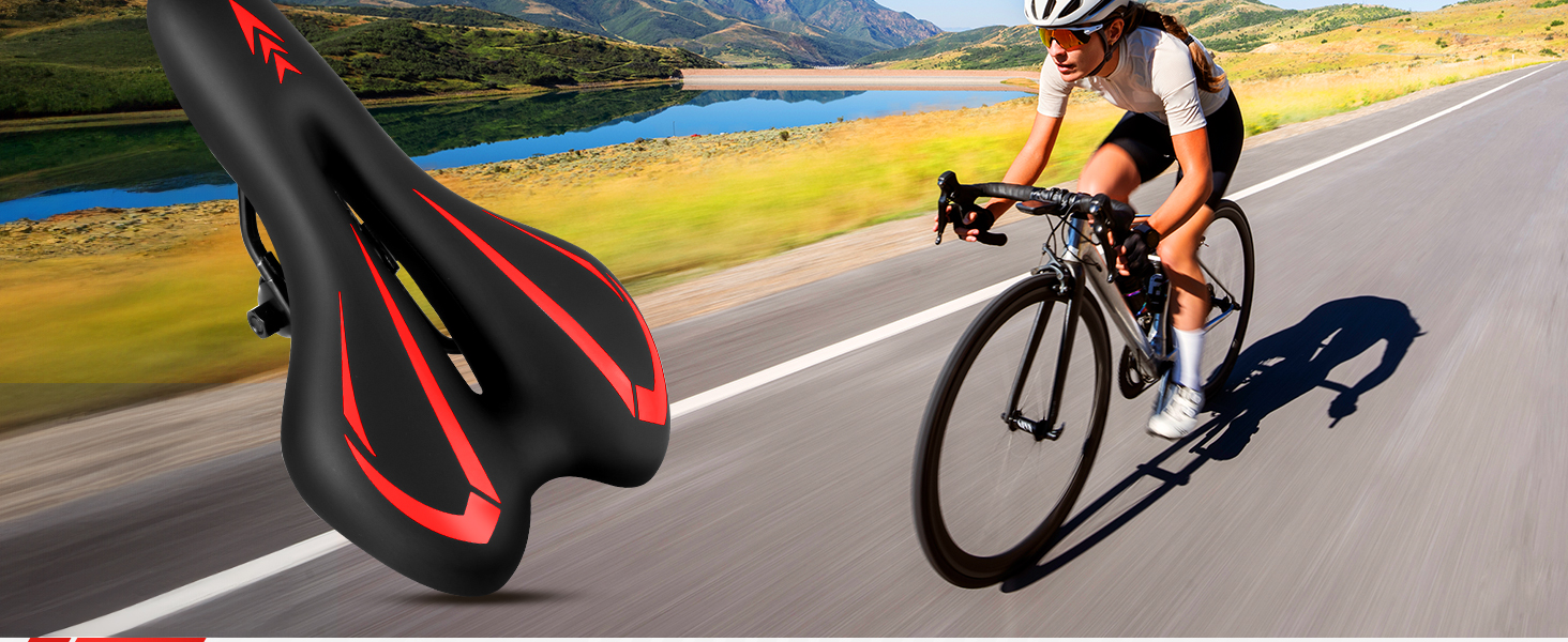 Гелевий велосипедний сідло MSDADA для жінок та чоловіків, водонепроникний, червоний