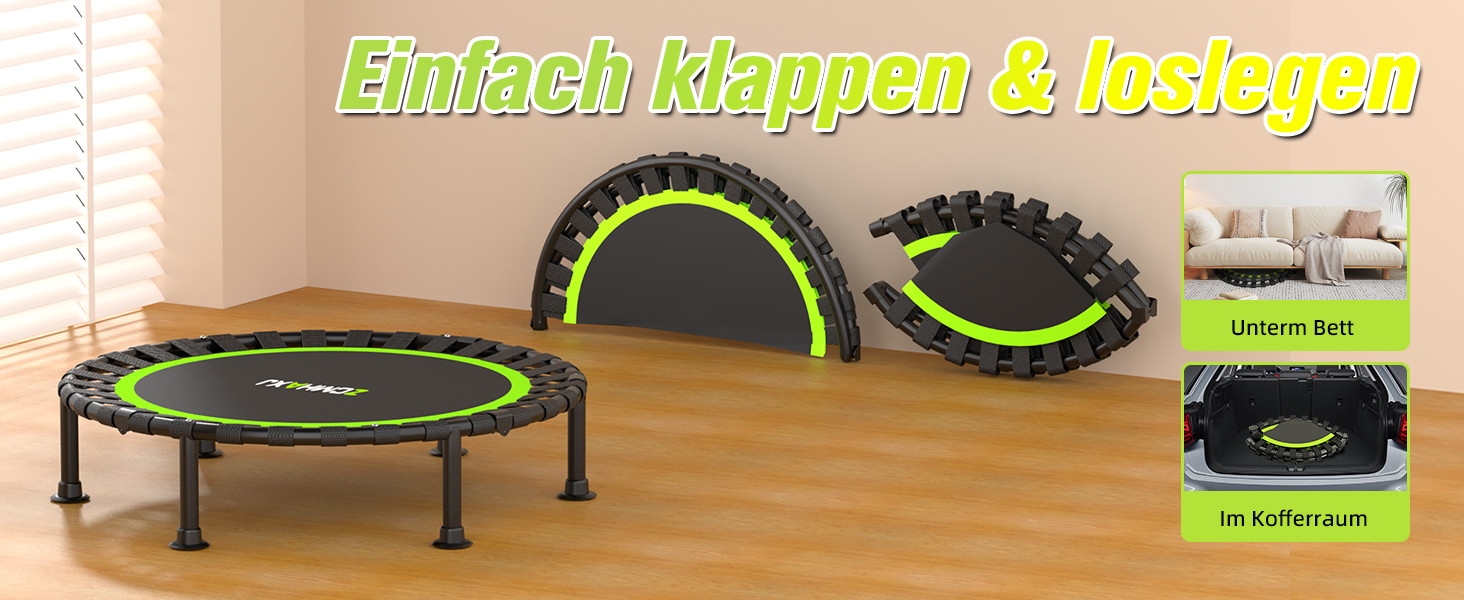 Міні-трамплін складний, 101,6 см, для дорослих та дітей, 204 кг, для занять фітнесом вдома, без ручки