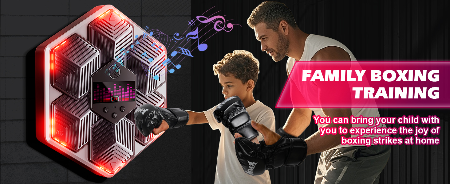 Музична боксерська машина для дорослих - 16 швидкостей, 14 режимів, Bluetooth, LED-підсвічування, з підрахунком ударів