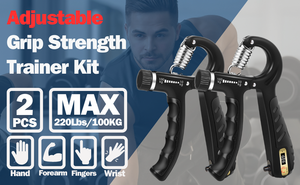 Набір для тренування кисті рук 2 шт. з регулюванням ваги 10-100 кг - для розвитку сили, реабілітації та м'язів рук