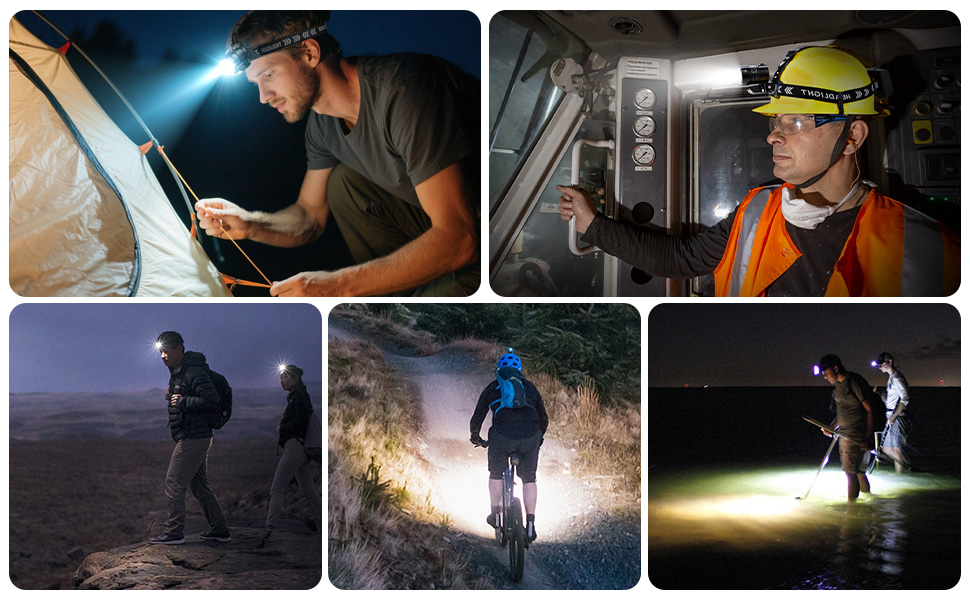 Налобний ліхтар NAKCNM LED 15000 люмен з COB світлом, акумуляторний, з заднім світлом, 4 режими, регульований фокус, водонепроникний, для риболовлі, туризму, бігу, кемпінгу та пригод