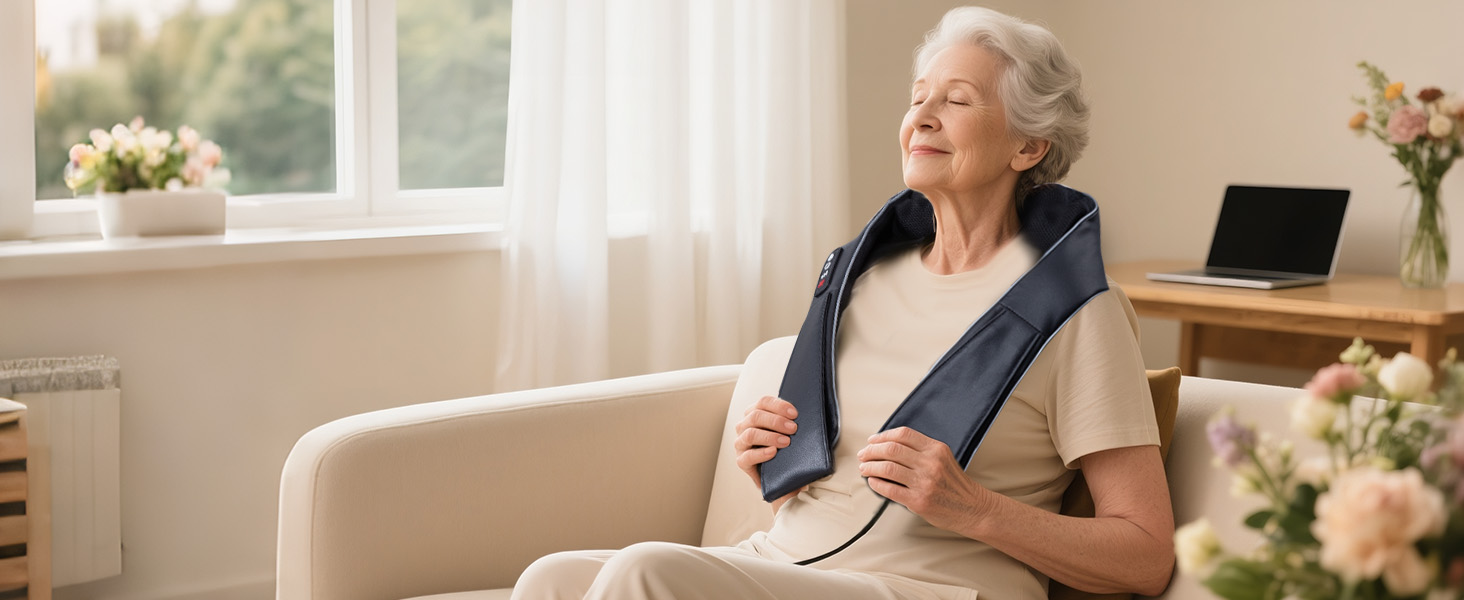 Масажер для шиї RIKE Shiatsu з підігрівом - 3D масажер для шиї, плечей та спини, з адаптерами для мережі та авто, глибока масажна дія, подарунок на Різдво