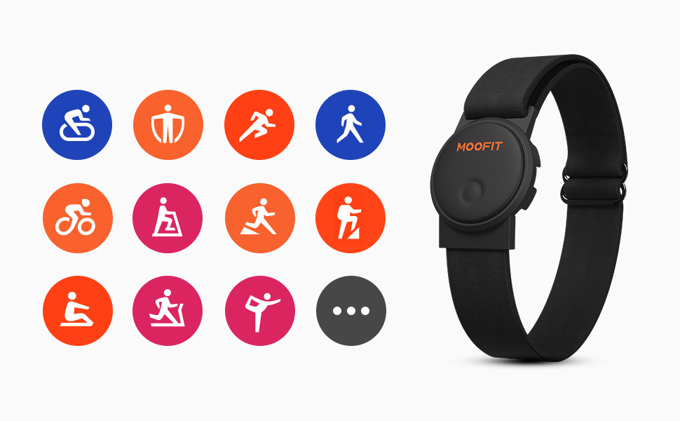 Пульсометр Moofit HW401 з нагрудним датчиком, Bluetooth/ANT+, водонепроникний IP67, сумісний з Wahoo, Strava
