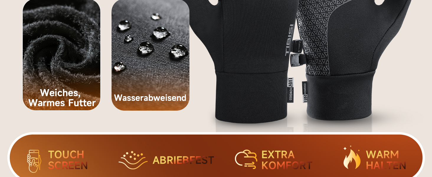 Рукавички PULIOU для чоловіків та жінок, зимові, теплі, для велосипеда, спорту, бігу, з сенсорним екраном, вітростійкі, антиковзні, чорні