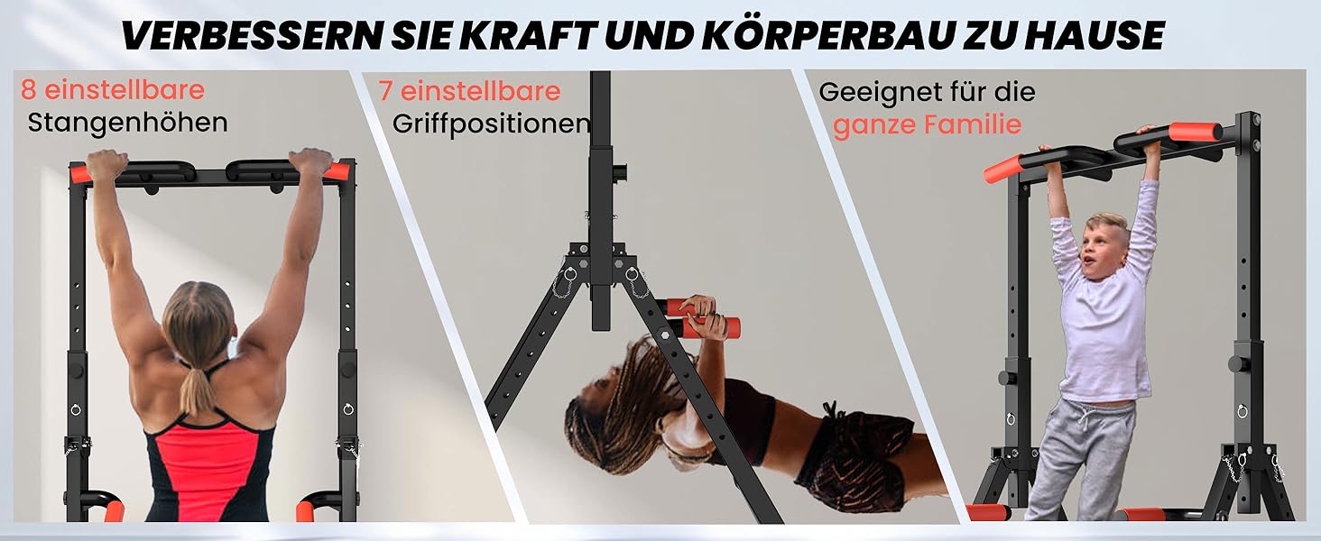 Стійка для віджимань та підтягувань DOBESTS Faltbar Power Tower - багатофункціональний тренажер для дому, чорний