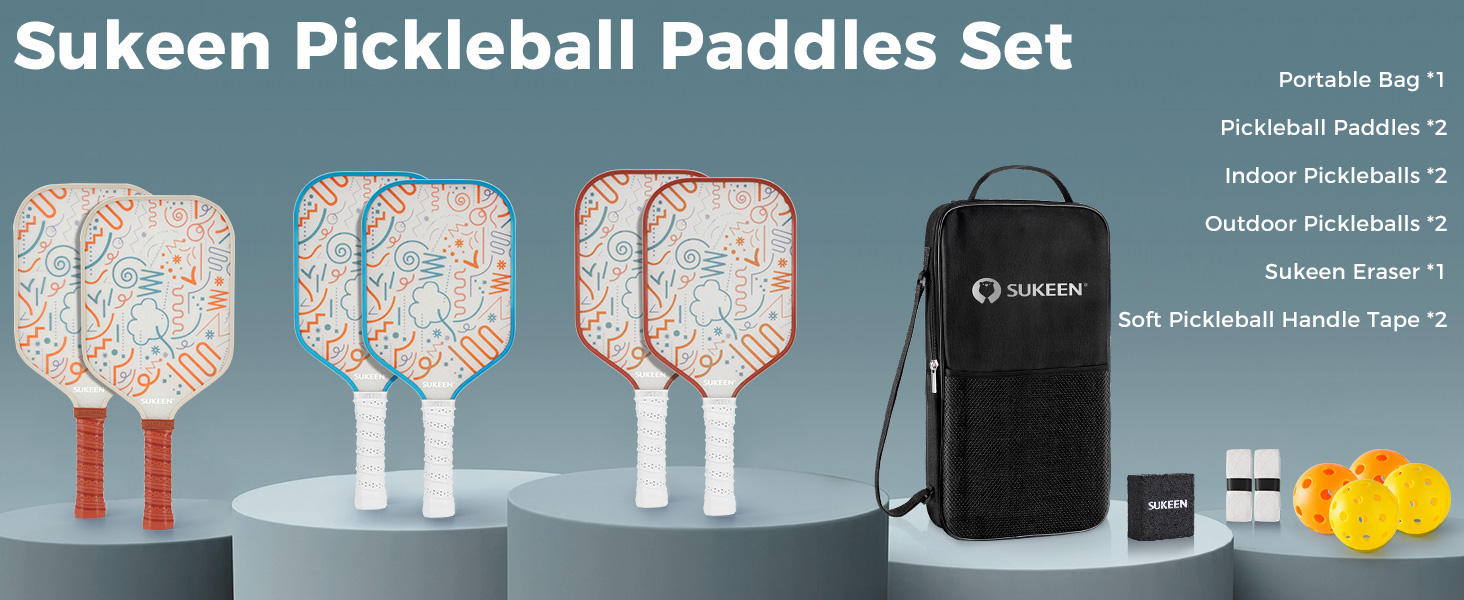 Набір весла Sukeen Pickleball 2, скловолокно, дихаюча ручка, сумка