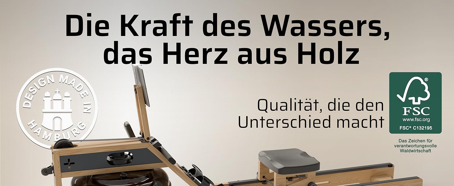 Водяний тренажер SportPlus для дому - складаний, міцний дуб, до 180 кг, сумісний з додатком