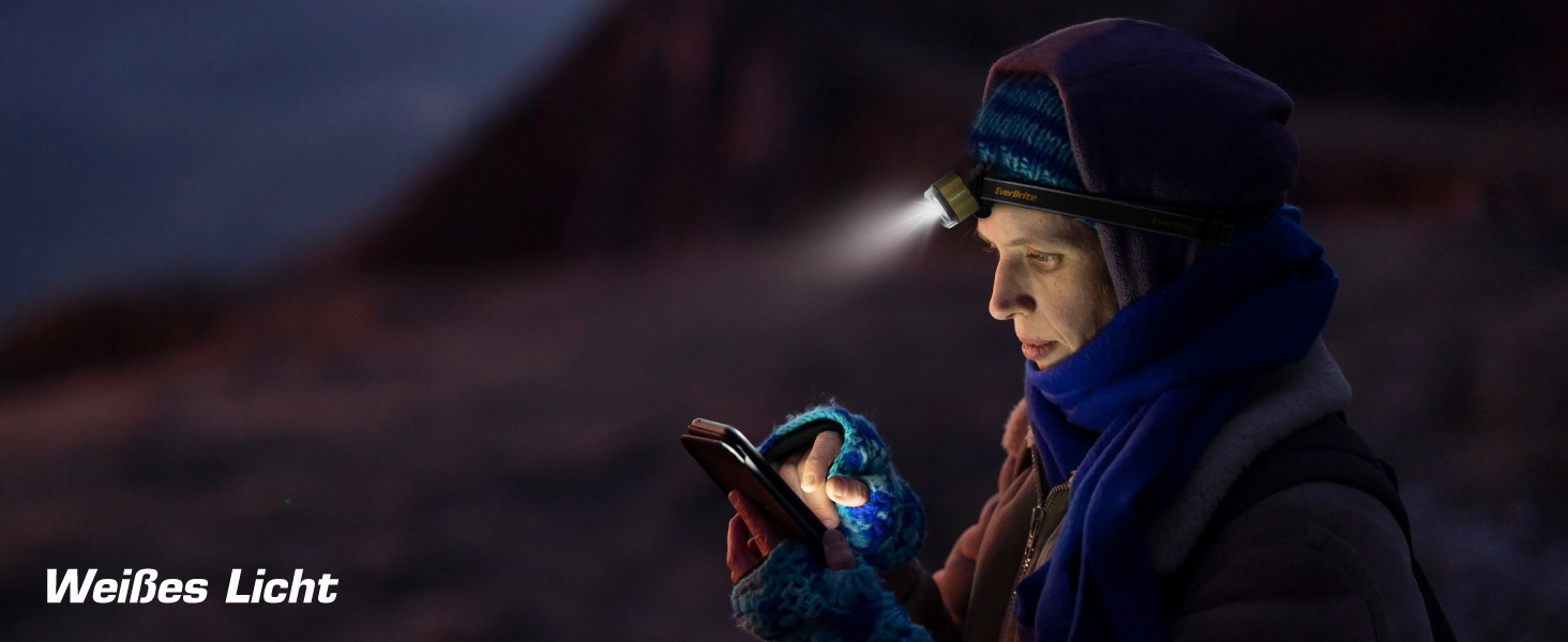 EverBrite LED налобний ліхтар: перезаряджуваний, 45г, IP67, 7 режимів, червоне та зелене світло для бігу, туризму, кемпінгу